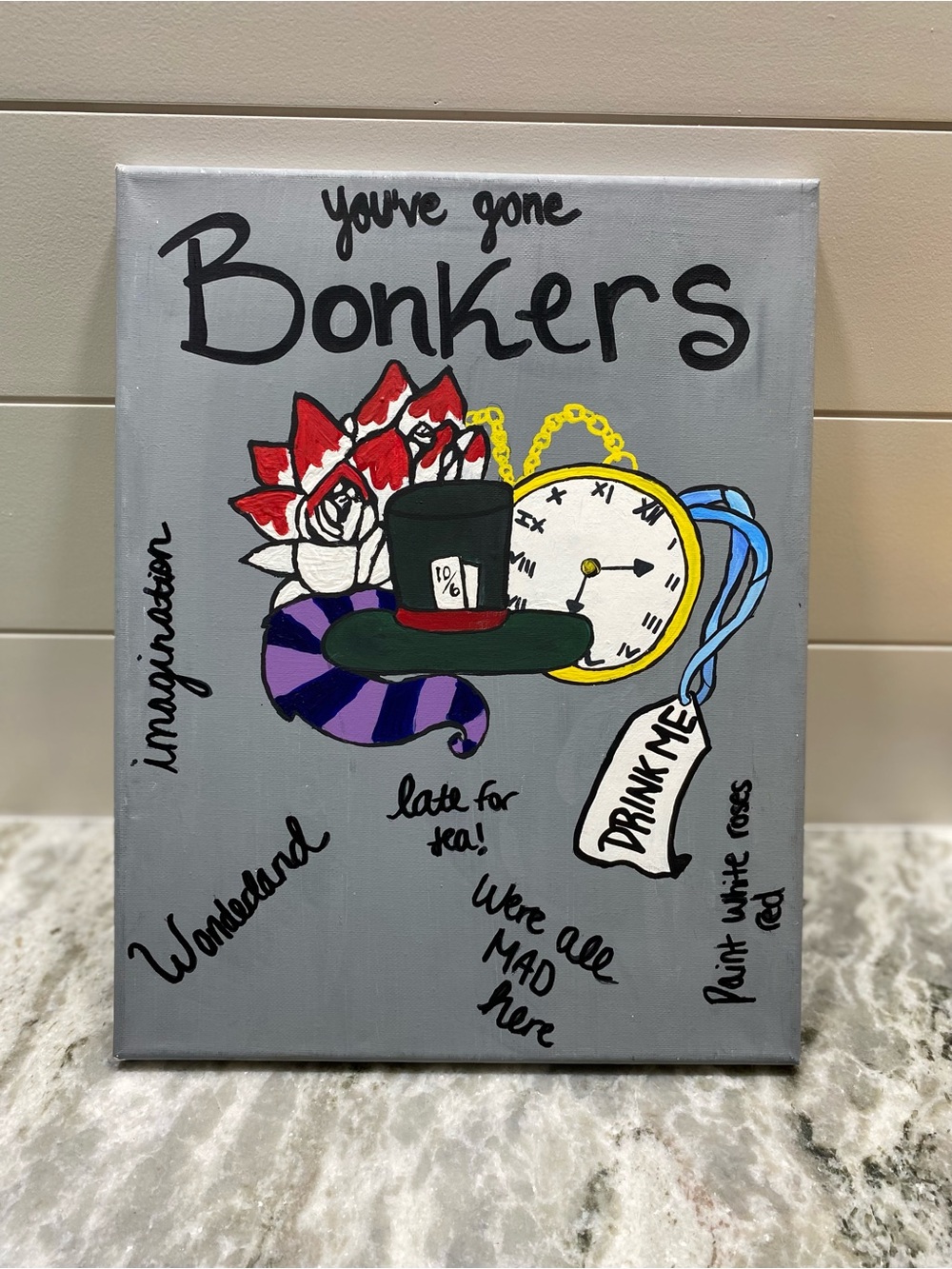 Hand Crafted Wonderland Art with Red and Purple Accents - Picture 3 of 5